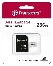 Флеш карта microSD 256GB Transcend microSDXC Class 10 UHS-I U3, V30, A1, (SD адаптер), TLC