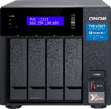 Сетевое хранилище без дисков SMB QNAP TVS-472XT-PT-4G 4-Bay NAS, Intel Pentium Gold G5400T 2-core 3.1 GHz processor, 4GB DDR4 RAM (max 32GB RAM), 4x 2.5/3.5 SATA HDD/SSD + 2x M.2 PCIe  SSD slot, 2xGbE LAN, 1 x 10GBase-T, 2 x Thunderbolt 3 port