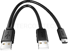 Кабель Greenconnect  0.5m USB 2.0,  AM + mini 5P/AM, Y-образный, черный, 28/28 AWG