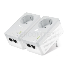 Сетевой адаптер TP-Link TL-PA4020PKIT Сетевое оборудование / PowerLine /  Ethernet adapter / TP-Link / TL-PA4020PKIT / 500Mbps, 2 Ethernet порта, розетка, 2 шт в упаковке, 100Mbps Fast Ethernet, HomePlug AV