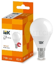 Лампа Iek LLE-G45-7-230-30-E14 светодиодная ECO G45 шар 7Вт 230В 3000К E14 IEK