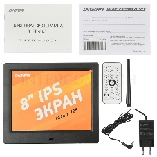 Фоторамка Digma 8 PF-843 1024x768 черный пластик ПДУ Видео