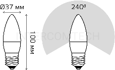 Лампа светодиодная Gauss 6.5Вт цок.:E27 свеча 220B 4100K св.свеч.бел.ней. (упак.:10шт) (103102207)