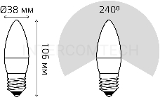 Лампа светодиодная Gauss Elementary 30210 10Вт цок.:E27 свеча 220B 3000K св.свеч.бел.теп. (упак.:10шт)