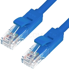 Патч-корд Greenconnect прямой 0.15m, UTP кат.5e, синий, позолоченные контакты, 24 AWG, литой, GCR-LNC01-0.15m, ethernet high speed 1 Гбит/с, RJ45, T568B Greenconnect Патч-корд прямой 0.15m, UTP кат.5e, синий, позолоченные контакты, 24 AWG, литой, GCR-LNC0