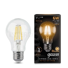 Лампа светодиодная GAUSS 102802106  LED Filament А60 Е27 6Вт 2700к 1/10/40