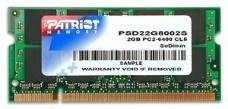 Модуль памяти Patriot SO-DIMM DDR2 2Gb 800MHz Patriot PSD22G8002S RTL PC2-6400 CL6 SO-DIMM 200-pin 1.8В