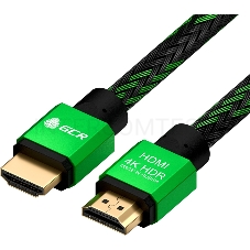 Кабель GCR 0.3m HDMI версия 2.0, HDR 4:2:2, Ultra HD, 4K 60 fps 60Hz/5K*30Hz, 3D, AUDIO, 18.0 Гбит/с, 28/28 AWG, OD7.8mm, тройной экран, BICOLOR нейлон, AL корпус зеленый, GCR-52288 GCR Кабель 0.3m HDMI версия 2.0, HDR 4:2:2, Ultra HD, 4K 60 fps 60Hz/5K*3