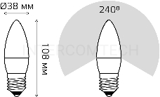 Лампа светодиодная Gauss 9.5Вт цок.:E27 свеча 220B 3000K св.свеч.бел.теп. (упак.:10шт) (103102110)