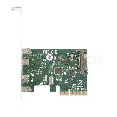 Контроллер ExeGate EXE-313 PCI-Ex4, 2*USB3.1 Type-C ext, разъем доп.питания (OEM)