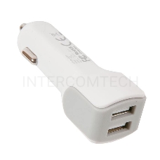 Автомобильное зарядное устройство HOCO z23 grand style dual-port car charger set with lightning cable, белый