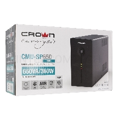 Источник бесперебойного питания CROWN ИБП CMU-SP650EURO {650VA, металл, 1x12V/7AH, розетки 2*EURO+1*IEC bybass} CM000001490