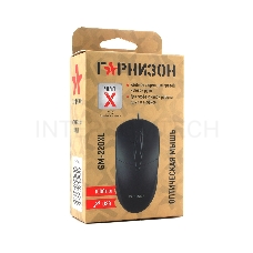 Мышь Гарнизон GM-220XL, USB, чип- Х, черный, 2 метра,1000 DPI, 2кн.+колесо-кнопка