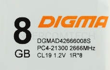 Память Digma 8Gb DDR4 2666MHz DGMAD42666008S RTL PC4-21300 CL19 DIMM 288-pin 1.2В single rank