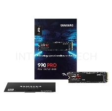 Твердотельный накопитель Samsung SSD 990 PRO, 2000GB, M.2(22x80mm), NVMe 2.0, PCIe 4.0 x4, V-NAND TLC, R/W 7450/6900MB/s, IOPs 1 400 000/1 550 000, DRAM buffer 2048MB, TBW 1200, DWPD 0.33, with Heatsink (12 мес.)