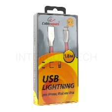 Кабель Cablexpert для Apple CC-G-APUSB01R-1.8M, AM/Lightning, серия Gold, длина 1.8м, красный, блистер