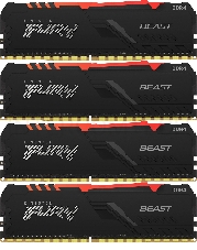 Память оперативная Kingston 128GB 2666MHz DDR4 CL16 DIMM (Kit of 4) FURY Beast RGB