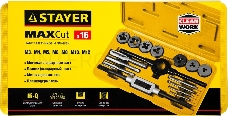 Набор STAYER 28010-H16_z01 MASTER  метчикодерж., плашкодерж., метчики 7шт, плашки 7шт, 16 предметов