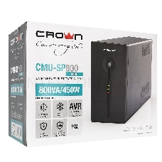 Источник бесперебойного питания CROWN ИБП CMU-SP800EURO {800VA, металл,1x12V/9AH, розетки 3*EURO+1*IEC bybas} CM000001492