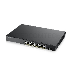 Коммутатор Smart L2  PoE+ Zyxel GS1900-24HPv2, rack 19, 24xGE PoE+, 2xSFP, бюджет PoE 170 Вт