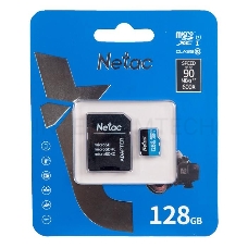 Флеш карта MicroSDXC 128GB  Netac Class 10 UHS-I U1 P500 Standart + адаптер  [NT02P500STN-128G-R]