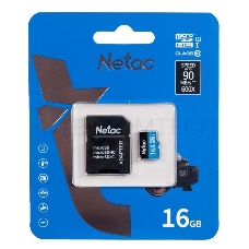 Флеш карта microSDHC 16GB Netac P500 <NT02P500STN-016G-R>  (с SD адаптером) 80MB/s