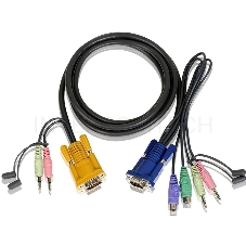 Кабель ATEN CABLE HD15M/MD6M/MD6M/SP/SP-SP; 1.8M*2L-5302P