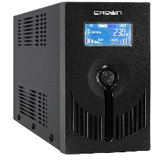 Источник бесперебойного питания CROWN Line Intractive CMU-650EURO LCD USB 650VA\360W, корпус металл, 1x12V/7AH, розетки 2*EURO+3*IEC, трансформатор AVR 140-290V, LCD-дисплей, съёмный кабель 1.2 м, порт RJ11/45, порт USB, защита: от перегрузки, от КЗ, от с