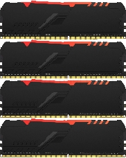 Память оперативная Kingston 64GB 2666MHz DDR4 CL16 DIMM (Kit of 4) 1Gx8 FURY Beast RGB