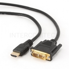 Кабель HDMI-DVI Gembird, 7.5м, 19M/19M, single link, черный, позол.разъемы,экран CC-HDMI-DVI-7.5MC