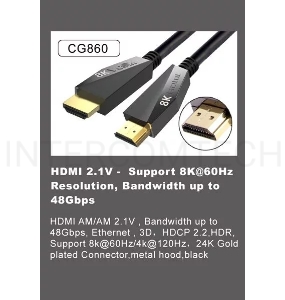 Кабель HDMI 19M/M,ver. 2.1, 8K@60 Hz 0.5m VCOM <CG860-0.5M>