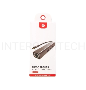 Кабель-концентратор USB 3.1 Type-Cm --> RJ-45+3port USB3.0(f) Aluminum Shell VCOM <DH311A>