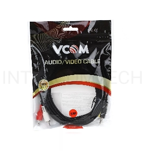 Кабель VCOM VAV7183-5M Кабель соединительный 3.5 Jack (M) - 2xRCA (M), стерео, аудио,  5.0м 