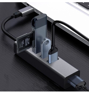 Переходник USB 3.1 Type-C -->4 USB3.0, Aluminum Shell, 0.2м Telecom <TA310C>