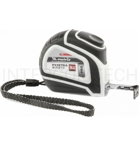 Рулетка MATRIX Autostop, 3 м х 16 мм двухкомпонентный корпус 32550