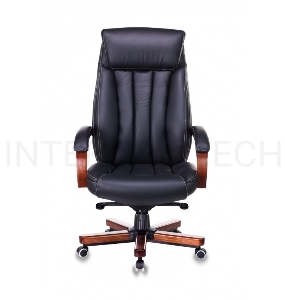 Кресло руководителя Бюрократ T-9922WALNUT/BLACK черный кожа крестовина дерево
