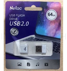 Флеш Диск Netac U116 64Gb <NT03U116N-064G-20WH>, USB2.0, миниатюрная пластиковая белая