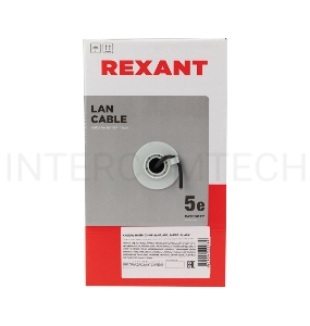 Кабель витая пара REXANT U/UTP, категория 5e, ZH нг(А)-HF, 4PR, 24AWG, внешний, черный, 305 м