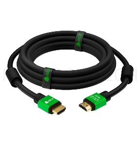 Greenconnect Кабель 1.2m HDMI версия 2.0, HDR 4:2:2, Ultra HD, 4K 60 fps 60Hz/5K*30Hz, 3D, AUDIO, 18.0 Гбит/с, 28/28 AWG, OD7.3mm, тройной экран, нейлон, AL корпус зеленый, ферритовые кольца, GCR-51005 Greenconnect Кабель 1.2m HDMI версия 2.0, HDR 4:2:2, 