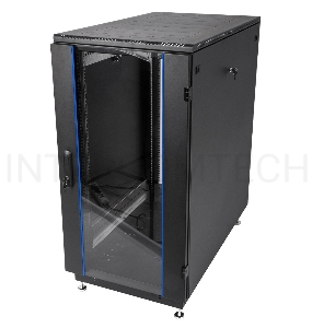 Шкаф телекоммуникационный напольный 22U (600x800) дверь стекло, цвет чёрный