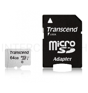 Флеш карта Micro SecureDigital 64Gb Transcend Class 10 TS64GUSD300S-A  {MicroSDXC Class 10 UHS-I, SD adapter}
