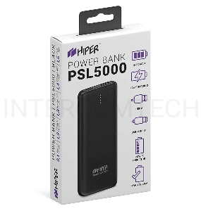 Аккумулятор HIPER Внешний аккумулятор HIPER PSL5000 Li-Pol 5000 mAh 2.4A 1xUSB 1xType-C черный