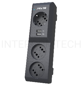 Сетевой фильтр Surge protector Pilot 3G 3xGP euro outlets, 10А/2.2кВа, 2xUSB, 7m, black