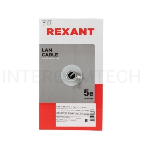 Кабель витая пара REXANT LIGHT U/UTP, категория 5e, ZH нг(А)-HF, 4PR, 24AWG, внутренний, серый, 305 м