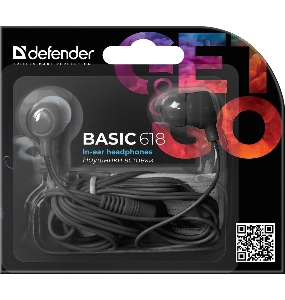 Наушники вставки Defender Basic 618 черный Defender Наушники вставки Basic 618 черный