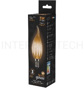 Лампа филам. Gauss Filament 5Вт цок.:E14 свеча 220B 2700K св.свеч.бел.теп. (упак.:10шт) (104801105)