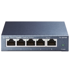 Коммутатор TP-Link SOHO  TL-SG105  5-port Desktop Gigabit Switch, 5 10/100/1000M RJ45 ports, metal case