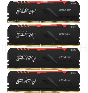 Память оперативная Kingston 64GB 3200MHz DDR4 CL16 DIMM (Kit of 4) 1Gx8 FURY Beast RGB
