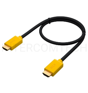 Кабель Greenconnect 1.0m HDMI версия 2.0, HDR 4:2:2, Ultra HD, 4K 60 fps 60Hz/5K*30Hz, 3D, AUDIO, 18.0 Гбит/с, 28/28 AWG, OD7.3mm, тройной экран, черный, желтые коннекторы, GCR-HM441-1.0m