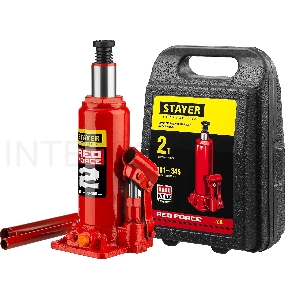 Домкрат STAYER 43160-2-K_z01  гидравлический бутылочный red force 2т 181-345мм в кейсе